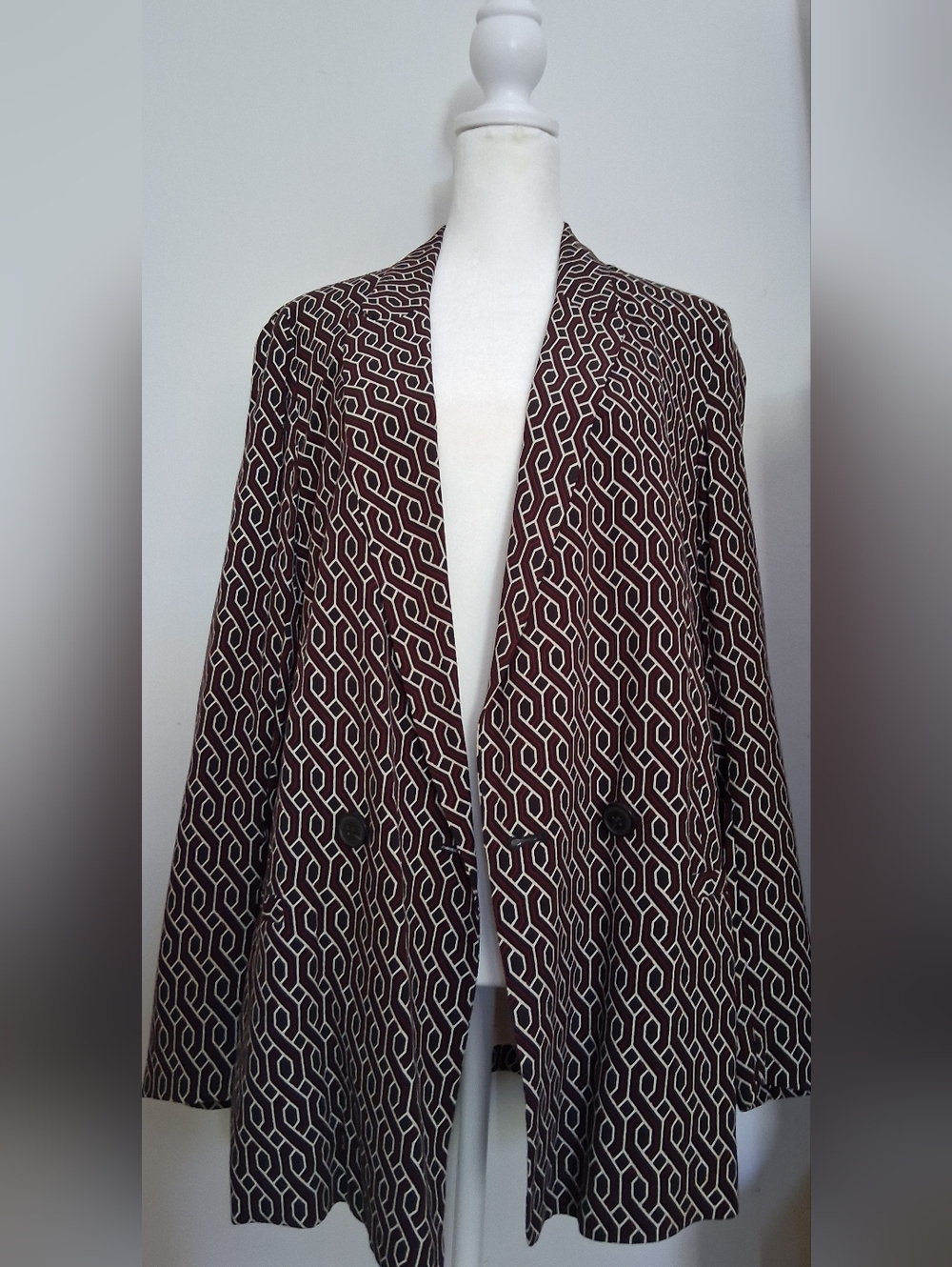 H&M Limited Edition ART DECO Printed Crepe  Blazer Lined Sz 6 18$